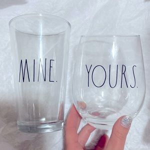 Rae Dunn Yours & Mine Drinking Glasses